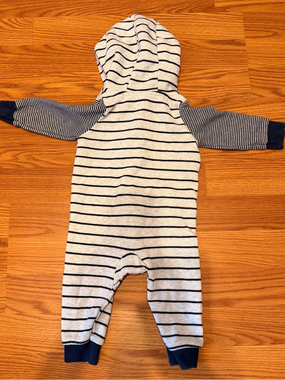 Carter's Baby 9M Striped Fleece Hooded Bear Ears Zip Up Jumpsuit